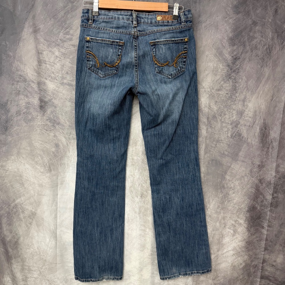Southpole Jeans Co Womens Blue Distressed Bootcut Denim Y2K Low Rise Size 7/8 - Picture 2 of 8